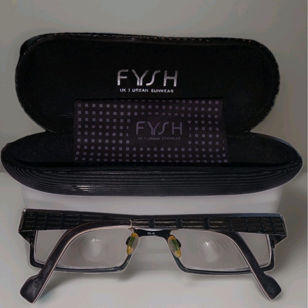 FYSH 3343 102 Rectangular Black Full-Rim‎ Metal Eyeglasses Frames 52-18-140 CASE